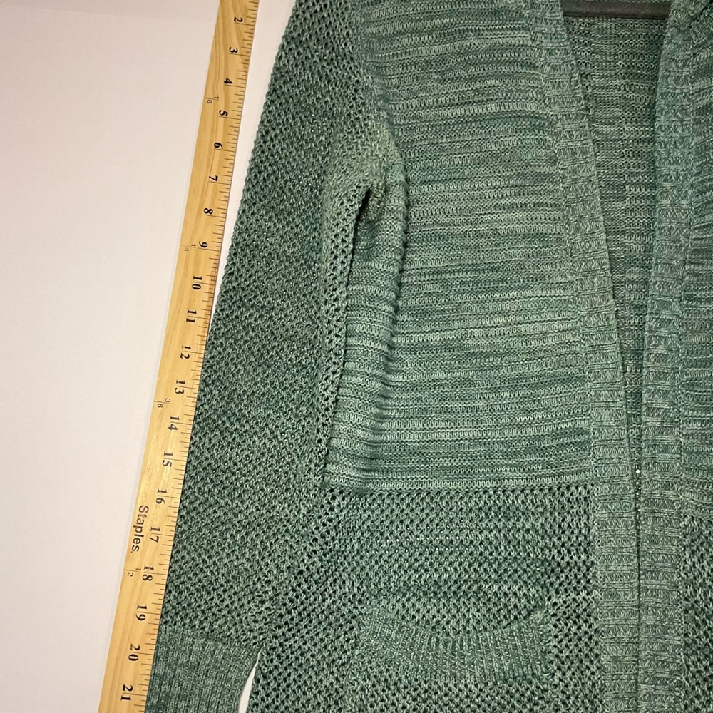 Natural Reflections Green Hoodie Tunic Length Cardigan - Picture 6 of 7